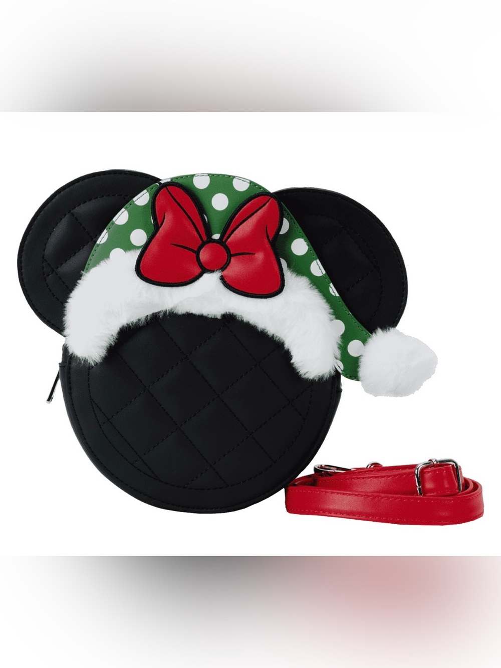 NEW Minnie Mouse Polka Dot Santa Hat Quilted Crossbody Bag